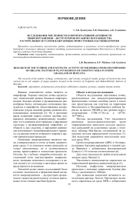 Исследование численности и ферментативной активности микроорганизмов-деструкторов органического вещества растительных остатков каштановых почв степных пастбищ Бурятии