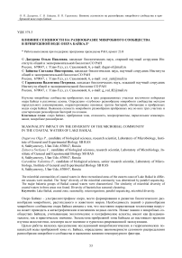 Влияние сезонности на разнообразие микробного сообщества в прибрежной воде озера Байкал