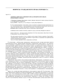 Компенсация репутационного вреда юридическим лицам: проблемные аспекты