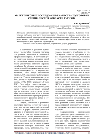 Маркетинговые исследования качества подготовки специалистов в области туризма