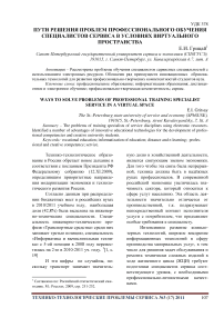 Пути решения проблем профессионального обучения специалистов сервиса в условиях виртуального пространства