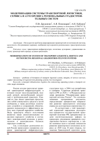 Модернизация системы транспортной логистики, сервиса и аутсорсинга региональных градостроительных систем