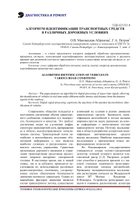 Алгоритм идентификации транспортных средств в различных дорожных условиях