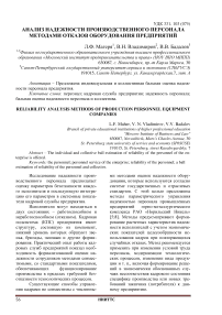 Анализ надежности производственного персонала методами отказов оборудования предприятий