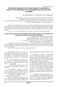 Изменение дымности отработавших газов дизеля КАМАЗ-740 в зависимости от режимов работы в жарких условиях