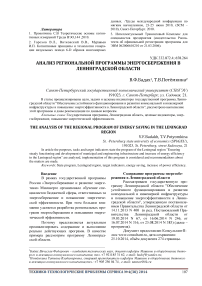 Анализ региональной программы энергосбережения в Ленинградской области