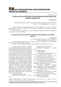 Показатели и критерии управления образованием как бизнес-процессом