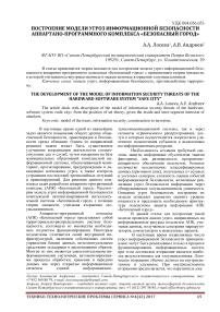 Построение модели угроз информационной безопасности аппаратно-программного комплекса "Безопасный город"