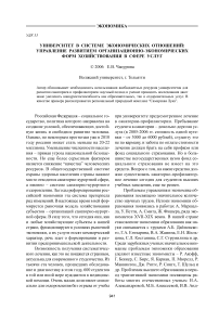 Университет в системе экономических отношений: управление развитием организационно-экономических форм хозяйствования в сфере услуг