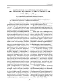 Экономическая эффективность формирования образовательных холдингов в региональной экономике