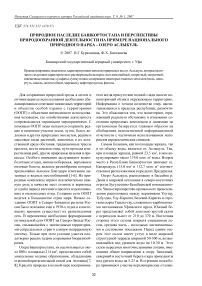 Природное наследие Башкортостана и перспективы природоохранной деятельности на примере национального природного парка - озеро Аслыкуль