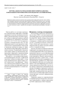 Вертикальное распределение инфузорий планктона в небольшом меромиктическом водоеме в летний период