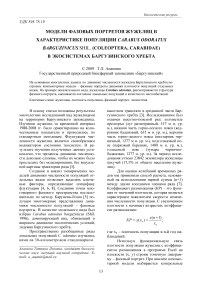 Модели фазовых портретов жужелиц в характеристике популяции Carabus odoratus Barguzinicus shil. (Coleoptera, Carabidae) в экосистемах Баргузинского хребта