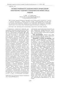 Распространенность факторов риска артериальной гипертензии у мужчин в открытой популяции города Тюмени