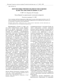 Перспективы рейтингования вузов в оценке качества образовательных услуг