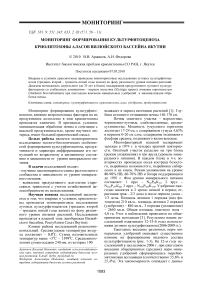 Мониторинг формирования культурфитоценоза криолитозоны аласов Вилюйского бассейна Якутии