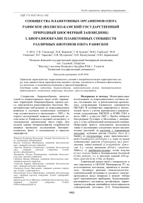 Сообщества планктонных организмов озера Раифское (Волжско-Камский государственный природный биосферный заповедник) I. Биоразнообразие планктонных сообществ различных биотопов озера Раифское