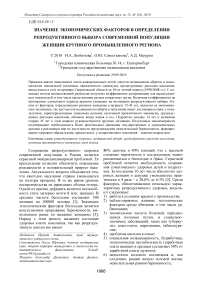 Значение экономических факторов в определении репродуктивного выбора современной популяции женщин крупного промышленного региона