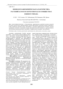 Физиолого-биохимическая характеристика растений Aconitum septentrionale в сообществах Южного Тимана