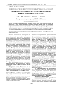 Изменчивость краниометрических признаков домовой мыши (Rodentia, Muridae) на Центральном Кавказе в связи с высотным градиентом