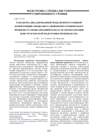 Разработка шкалированной модели интегративной компетенции специалиста инженерно-технического профиля со специализацией в области автоматизации конструкторской подготовки производства