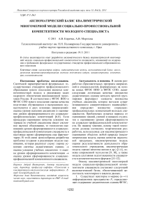 Аксиоматический базис квалиметрической многомерной модели социально-профессиональной компетентности молодого специалиста