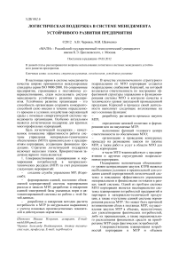 Логистическая поддержка в системе менеджмента устойчивого развития предприятия