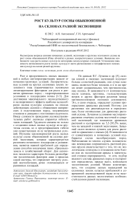 Рост культур сосны обыкновенной на склонах разной экспозиции