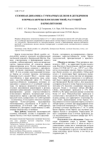 Сезонная динамика суммарных белков и дегидринов в почках березы плосколистной, растущей в криолитозоне