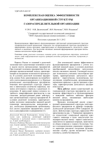 Комплексная оценка эффективности организационной структуры газораспределительной организации