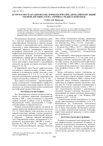 Встречаемость и разнообразие морфологических аномалий популяций озерной лягушки (Anura, Amphibia) Среднего Поволжья