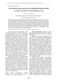 Экологические факторы в развитии бронхиальной астмы у детей в Самарской области