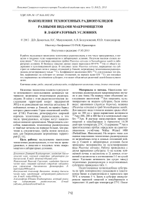 Накопление техногенных радионуклидов разными видами макромицетов в лабораторных условиях