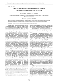 Урожайность съедобных грибов в подзоне средней тайги Кировской области