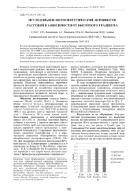 Исследование фотосинтетической активности растений в зависимости от высотного градиента