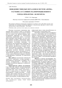 Поведение тяжелых металлов в системе «почва-растение» в условиях малопромышленного города Приамурья - Белогорска