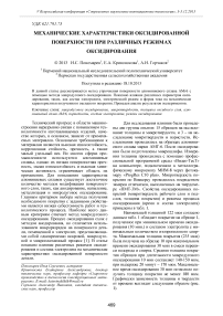 Механические характеристики оксидированной поверхности при различных режимах оксидирования