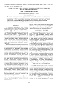 Температурная приуроченность водорослей планктона озер РЛП «Славянский курорт»