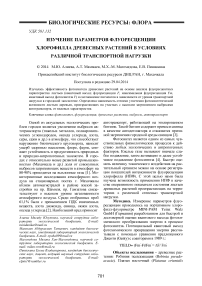 Изучение параметров флуоресценции хлорофилла древесных растений в условиях различной транспортной нагрузки