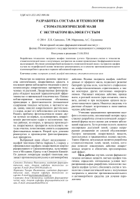 Разработка состава и технологии стоматологической мази с экстрактом шалфея густым