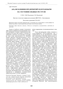 Анализ влияния предприятий золотодобычи на состояние водных ресурсов