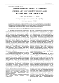Дифференциация бассейна реки Урал по степени антропогенной трансформации условий поверхностного стока