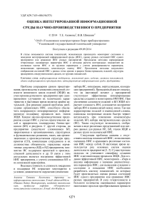 Оценка интегрированной информационной среды научно-производственного предприятия