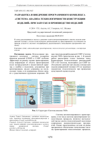 Разработка и внедрение программного комплекса «Система анализа технологичности конструкции изделий» при запуске в производство изделий