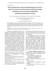 Интегрированная автоматизированная система конструкторско-технологической подготовки производства как основа цифровой производственной системы