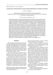 Испытание современных сортов озимой пшеницы в Среднем Заволжье