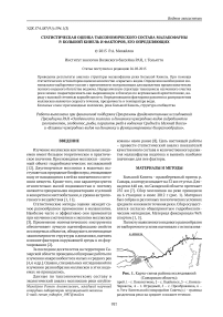 Статистическая оценка таксономического состава малакофауны р. Большой Кинель и факторов, его определяющих