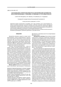 Исследование острой токсичности и диуретической активности металлопроизводных гуминовых, фульвовых и гумусовых кислот