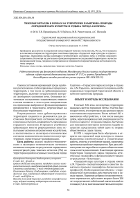 Тяжелые металлы в почвах на территории памятника природы "Городской парк культуры и отдыха города Саратова"