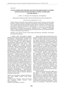 Анализ содержания тяжелых металлов в высших водных растениях Волгоградского водохранилища в районе агломерации Саратов-Энгельс